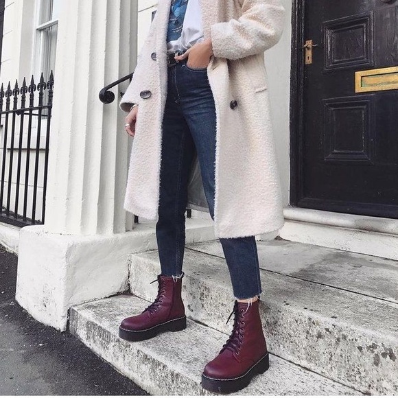 maroon combat boots